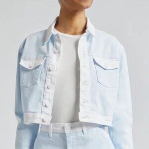 L’Agence Koda Contrast Cropped Denim Jacket NEW Size S